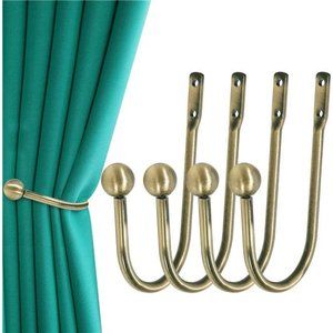 Curtain Holdback, 4 Pcs Wall Mounted Drapery Tiebacks with Screws, Heavy Duty